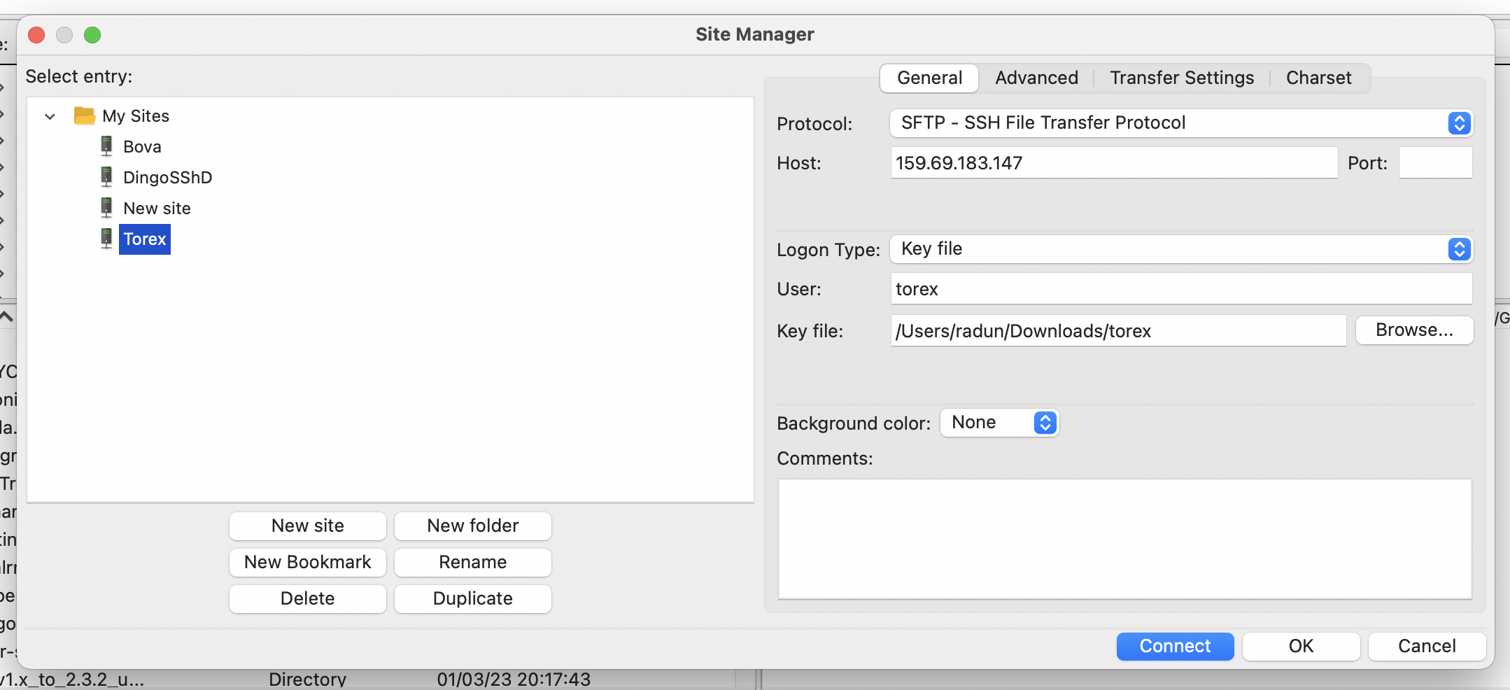 Example of using FileZilla