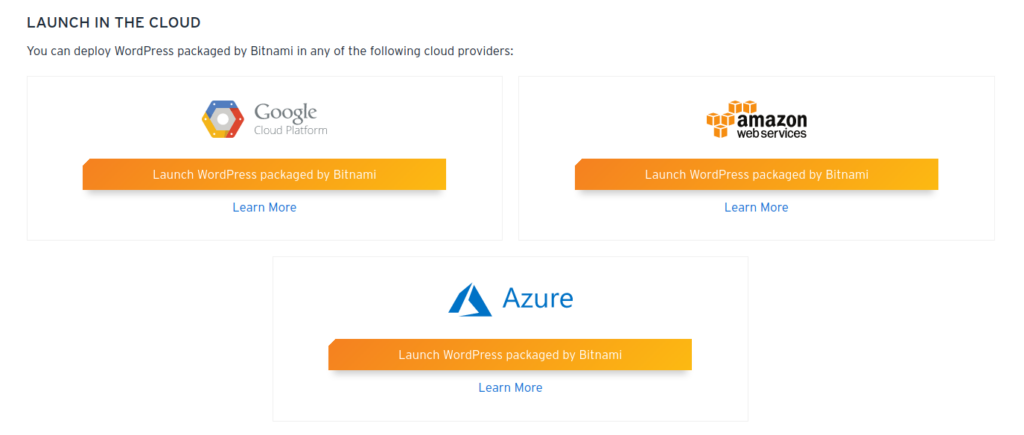 I am able to select between 3 cloud providers Google, Amazon or Azure.