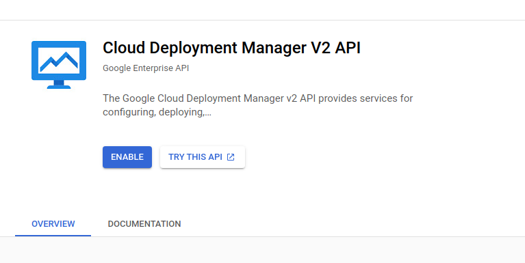 Now I need to enable Cloud Deployment Manager V2 API.