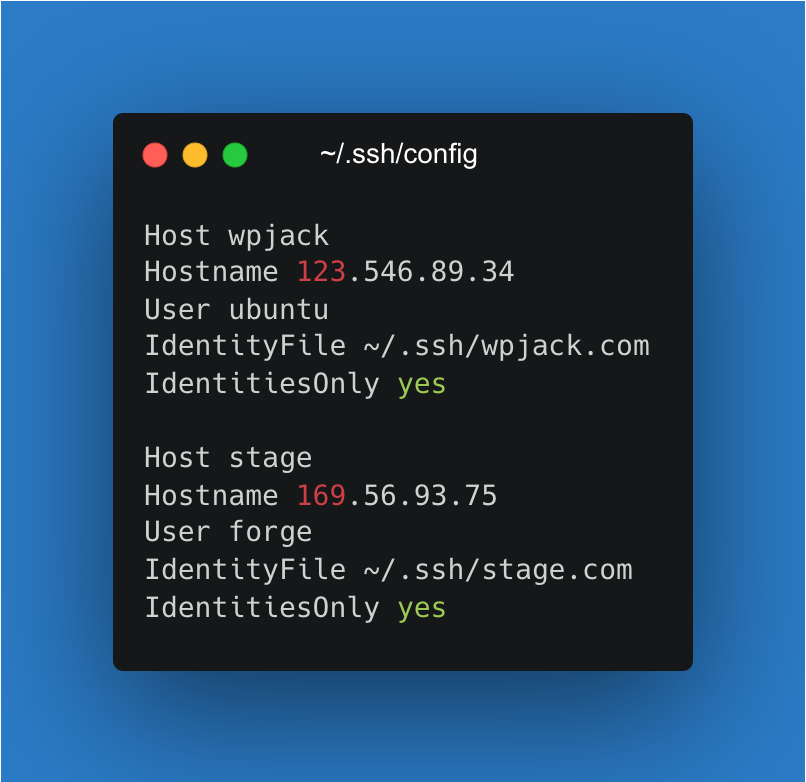 SSH config file setup
